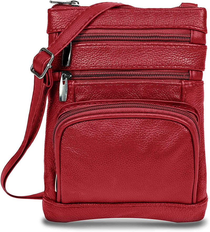 Krediz leather Crossbody Purses for Women Multi Pocket Crossbody Purse with Adjustable Strap Soft & Durable Leather Purse
