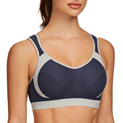 AGONVIN Womens High Impact Support Wirefree Bounce Control Plus Size Workout Sports Bra Navy Blue 44C