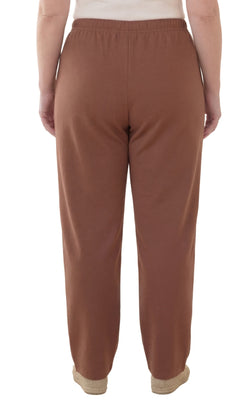 Women's Pull-On Flat Front Knit Pants — Cotton Blend Elastic Waist