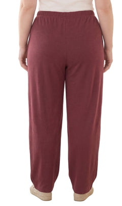 Women's Pull-On Flat Front Knit Pants — Cotton Blend Elastic Waist