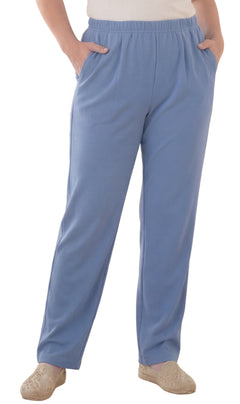 Women's Pull-On Flat Front Knit Pants — Cotton Blend Elastic Waist