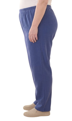 Women's Pull-On Flat Front Knit Pants — Cotton Blend Elastic Waist