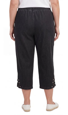 Women's Lightweight Capri Pants with Studded Hem Detail