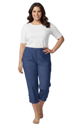Women's Lightweight Capri Pants with Studded Hem Detail