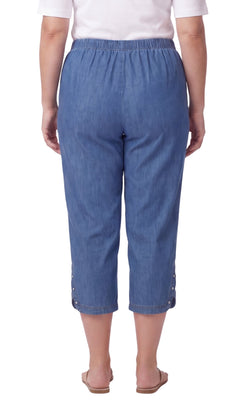Women's Lightweight Capri Pants with Studded Hem Detail