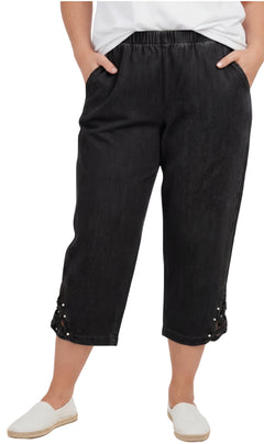 Women's Lightweight Capri Pants with Studded Hem Detail