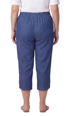 Women's Lightweight Capri Pants with Studded Hem Detail