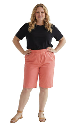 Women's Easy Pull-On Bermuda Shorts in Denim and Twill-Brandy Journey