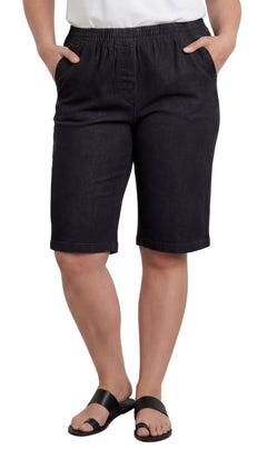 Women's Easy Pull-On Bermuda Shorts in Denim and Twill-Brandy Journey