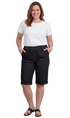 Women's Easy Pull-On Bermuda Shorts in Denim and Twill-Brandy Journey