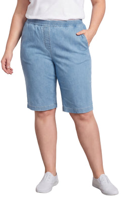 Women's Easy Pull-On Bermuda Shorts in Denim and Twill-Brandy Journey