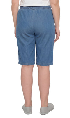 Women's Easy Pull-On Bermuda Shorts in Denim and Twill-Brandy Journey