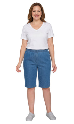 Women's Easy Pull-On Bermuda Shorts in Denim and Twill-Brandy Journey