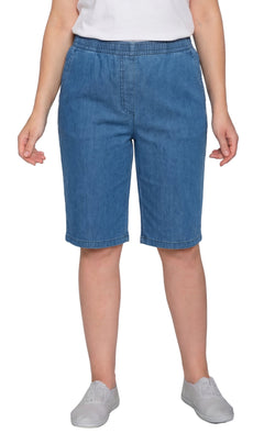 Women's Easy Pull-On Bermuda Shorts in Denim and Twill-Brandy Journey