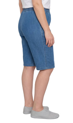 Women's Easy Pull-On Bermuda Shorts in Denim and Twill-Brandy Journey