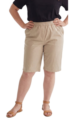 Women's Easy Pull-On Bermuda Shorts in Denim and Twill-Brandy Journey