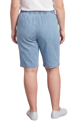 Women's Easy Pull-On Bermuda Shorts in Denim and Twill-Brandy Journey