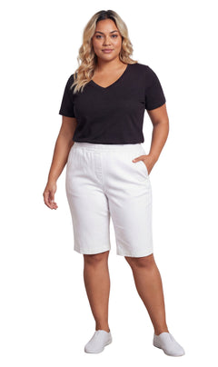 Women's Easy Pull-On Bermuda Shorts in Denim and Twill-Brandy Journey