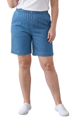 Women's Pull-On Denim and Twill Shorts — Stretch Waist No Zipper