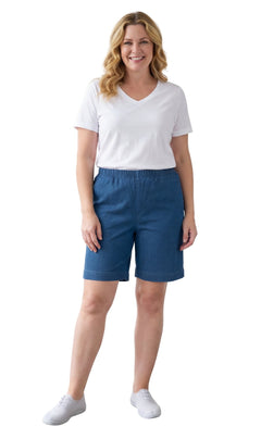 Women's Pull-On Denim and Twill Shorts — Stretch Waist No Zipper