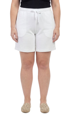 Women's 100% Cotton Interlock Knit Shorts — Elastic Waist with Drawstring
