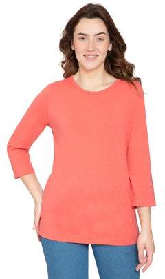 Women's 3/4 Sleeve Crew Neck Top — Comfortable Jersey Knit