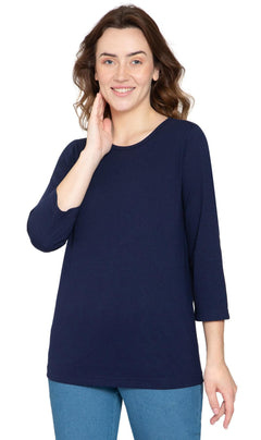 Women's 3/4 Sleeve Crew Neck Top — Comfortable Jersey Knit