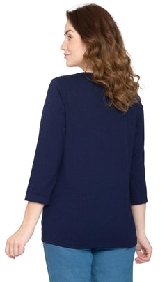 Women's 3/4 Sleeve Crew Neck Top — Comfortable Jersey Knit