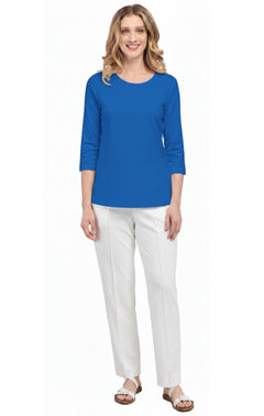 Women's 3/4 Sleeve Crew Neck Top — Comfortable Jersey Knit