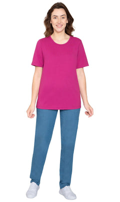 Women's Short Sleeve Crew Neck T-Shirt — Relaxed Fit Cotton Blend