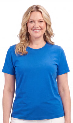 Women's Short Sleeve Crew Neck T-Shirt — Relaxed Fit Cotton Blend