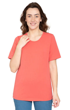 Women's Short Sleeve Crew Neck T-Shirt — Relaxed Fit Cotton Blend