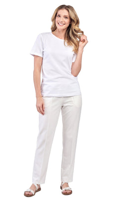 Women's Short Sleeve Crew Neck T-Shirt — Relaxed Fit Cotton Blend