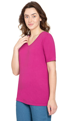 Women's Short Sleeve V-Neck T-Shirt — Wrinkle Resistant Cotton Blend