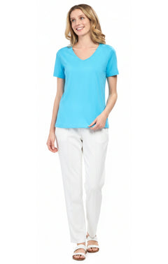 Women's Short Sleeve V-Neck T-Shirt — Wrinkle Resistant Cotton Blend