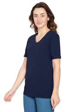 Women's Short Sleeve V-Neck T-Shirt — Wrinkle Resistant Cotton Blend
