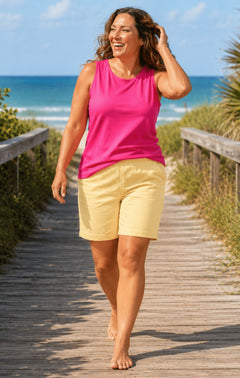 Women's Classic Relaxed Fit Sleeveless Tank Top — Lightweight Cotton Blend