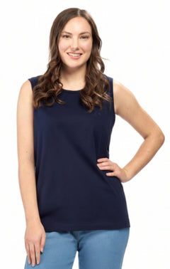 Women's Classic Relaxed Fit Sleeveless Tank Top — Lightweight Cotton Blend