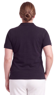 Women's Short Sleeve Pique Knit Polo Shirt — Relaxed Fit Cotton Blend
