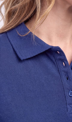 Women's Short Sleeve Pique Knit Polo Shirt — Relaxed Fit Cotton Blend