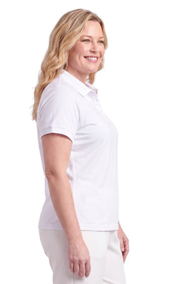 Women's Short Sleeve Pique Knit Polo Shirt — Relaxed Fit Cotton Blend