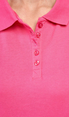 Women's Short Sleeve Pique Knit Polo Shirt — Relaxed Fit Cotton Blend