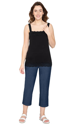 Women's Lace Trim Sleeveless Cotton Blend Tank Top-Brandy Journey