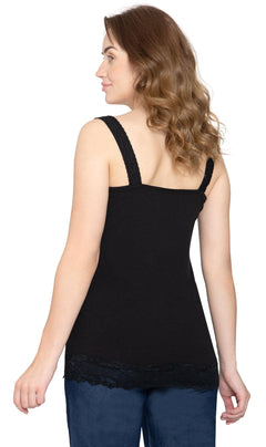 Women's Lace Trim Sleeveless Cotton Blend Tank Top-Brandy Journey
