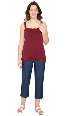 Women's Lace Trim Sleeveless Cotton Blend Tank Top-Brandy Journey