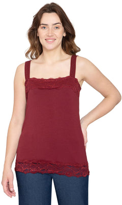 Women's Lace Trim Sleeveless Cotton Blend Tank Top-Brandy Journey