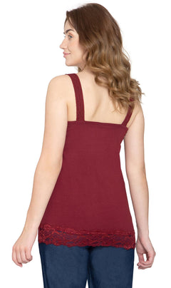 Women's Lace Trim Sleeveless Cotton Blend Tank Top-Brandy Journey