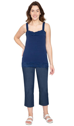 Women's Lace Trim Sleeveless Cotton Blend Tank Top-Brandy Journey