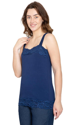 Women's Lace Trim Sleeveless Cotton Blend Tank Top-Brandy Journey