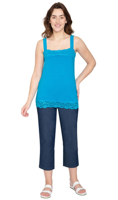 Women's Lace Trim Sleeveless Cotton Blend Tank Top-Brandy Journey